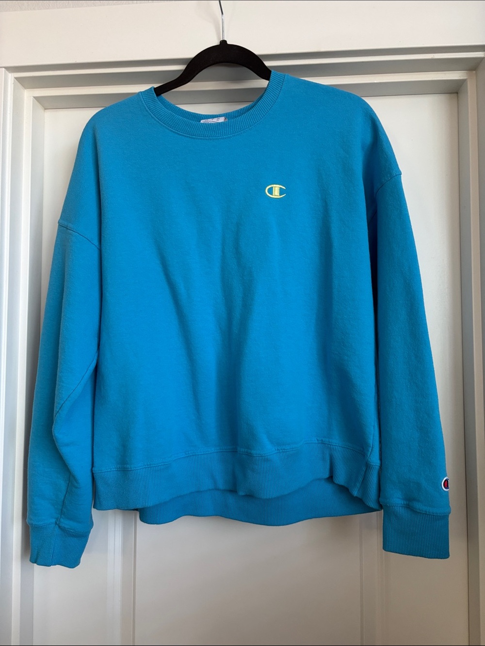 Champion Teal Blue Crewneck Sweatshirt with Small Logo
